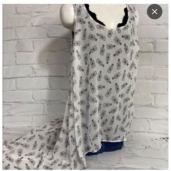 Torrid hi low poison bottle top shirt blouse cami tank sheer chiffon - Picture 3 of 7